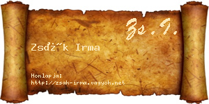 Zsák Irma névjegykártya